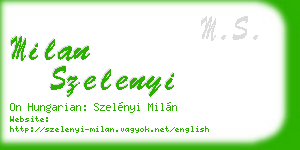 milan szelenyi business card